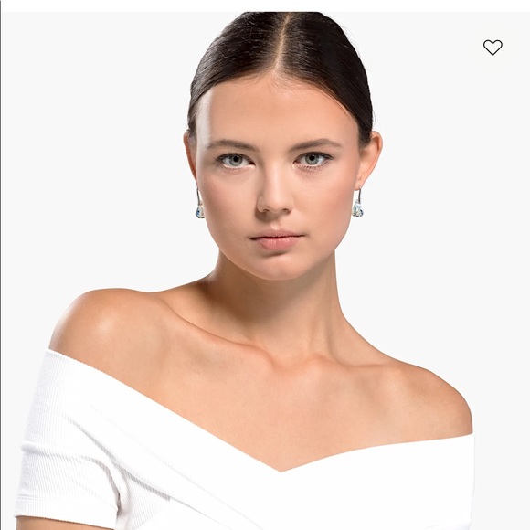 Swarovski Crystal Drop Earrings - Pale Blue - Picture 2 of 5